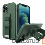 Tagakaaned iLike Samsung Galaxy A22 5G Rope case gel TPU airbag case cover with lanyard Dark Green
