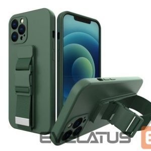 Tagakaaned iLike Samsung Galaxy A22 5G Rope case gel TPU airbag case cover with lanyard Dark Green