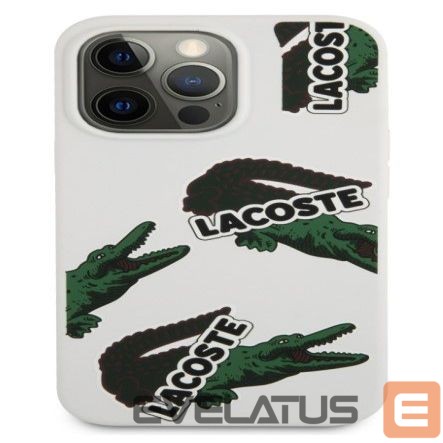 Tagakaaned Lacoste Apple iPhone 13 Pro Liquid Silicone Allover Pattern Case White