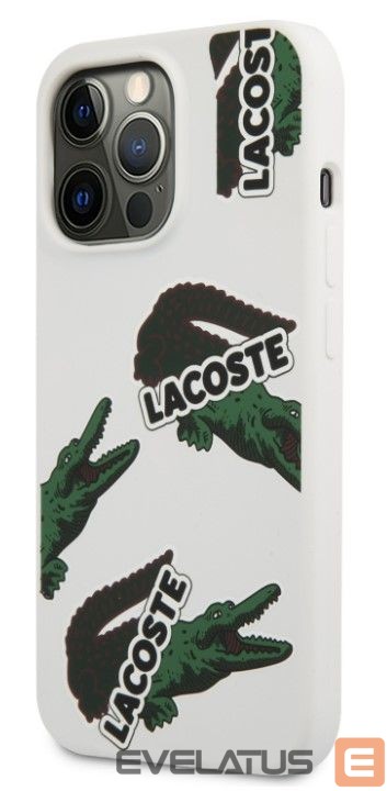 Tagakaaned Lacoste Apple iPhone 13 Pro Liquid Silicone Allover Pattern Case White