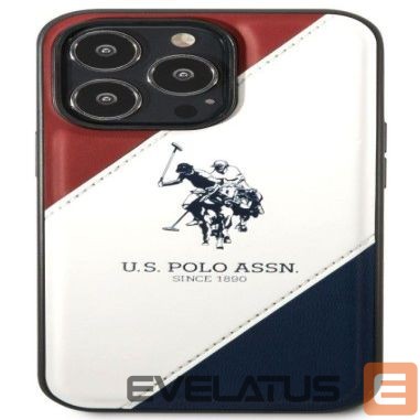 Tagakaaned U.S Polo Apple iPhone 14 Pro Max Leather Double Horse Case White Blue