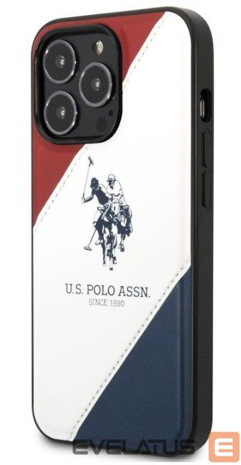 Tagakaaned U.S Polo Apple iPhone 14 Pro Max Leather Double Horse Case White Blue