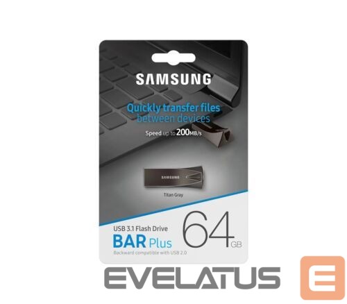 Mälupulk Samsung Samsung BAR Plus MUF-64BE4/APC 64 GB, USB 3.1, Grey