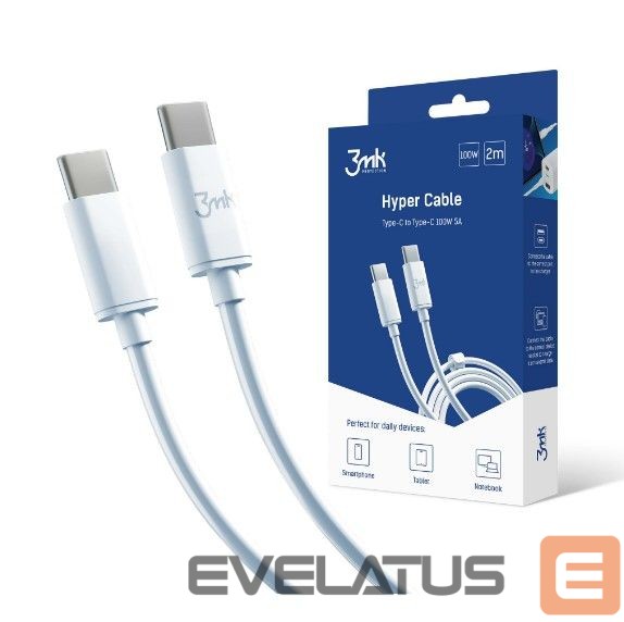 Kaabel 3MK Hyper Cable Type-C to Type-C 2m 100W White