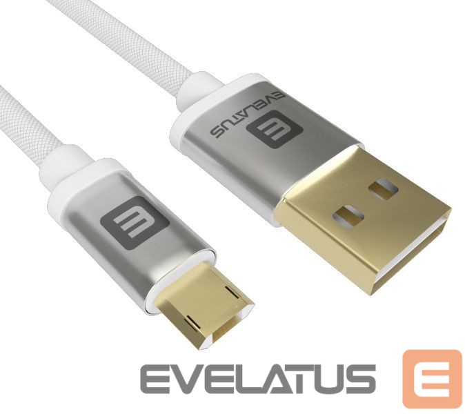 Kaabel Evelatus Universal Data cable Micro USB EDC02 dual side gold plated connectors White