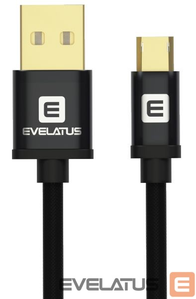 Kaabel Evelatus Data cable Micro USB EDC02 dual side gold plated connectors Black