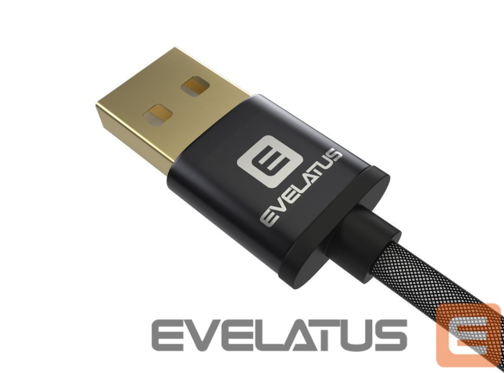 Kaabel Evelatus Data cable Micro USB EDC02 dual side gold plated connectors Black