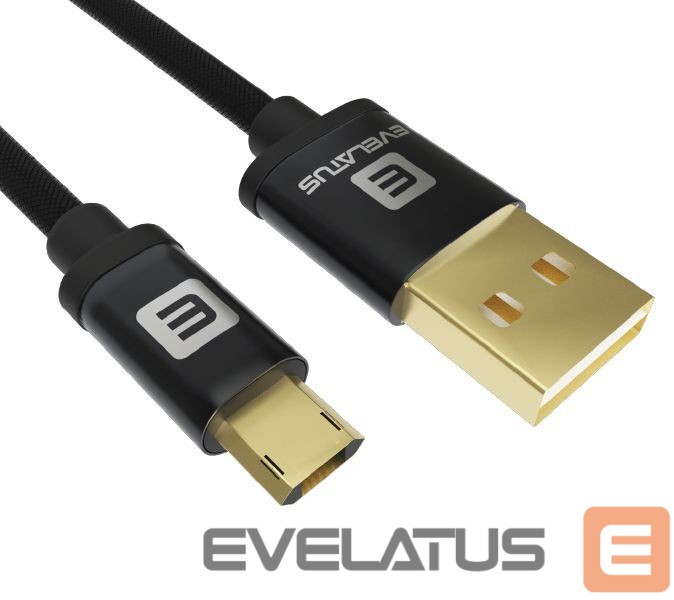 Kaabel Evelatus Data cable Micro USB EDC02 dual side gold plated connectors Black