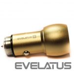 Autolaadijad Evelatus - Car Charger ECC01 GOLD 2USB port 3.1A with stainless steel escape tool Gold