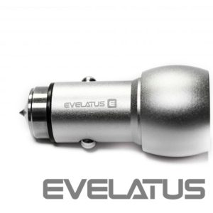 Autolaadijad Evelatus Universal Car Charger ECC01 2USB port 3.1A with stainless steel escape tool Silver