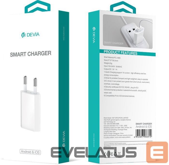 Adaptrid Devia Universal Smart Charger (EU,10.5W) Black