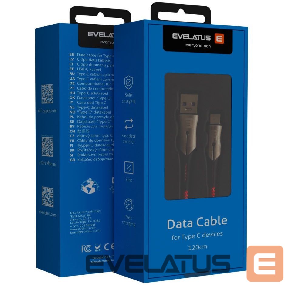 Kaabel Evelatus - Type-C Data Cable TPC02 Black