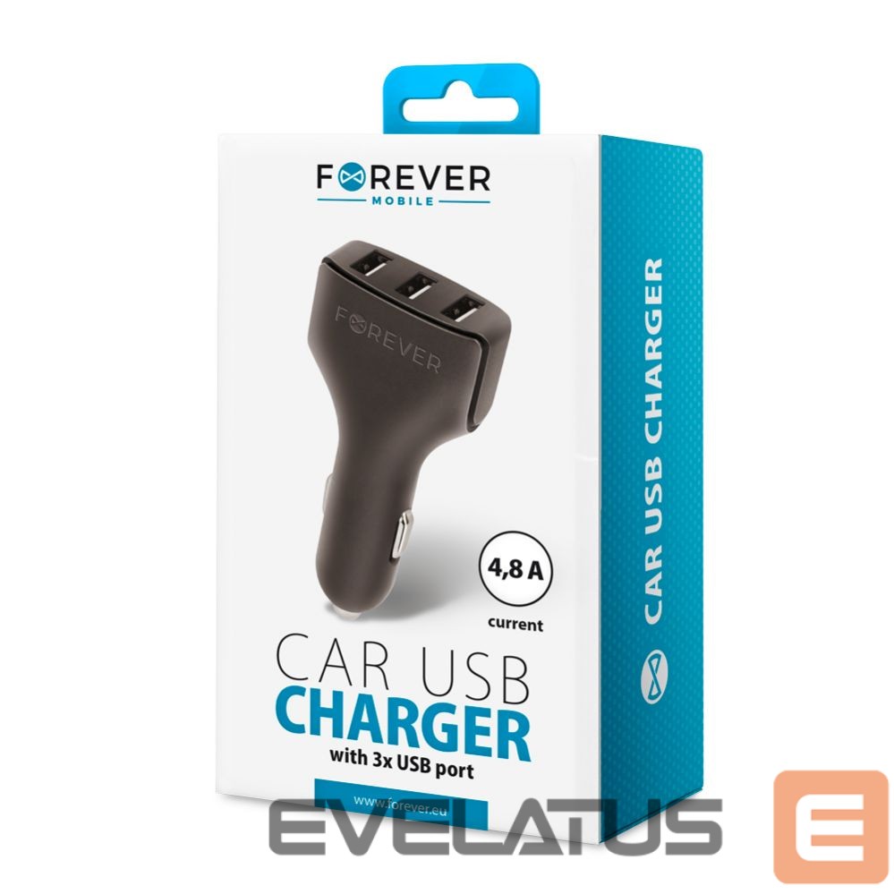 Autolaadijad Forever Universal Triple USB car charger CC-05 4.8A Black