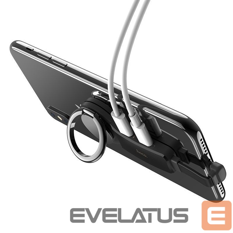 Üleminek Hoco Lightning to 2 x Lightning + ring holder Black