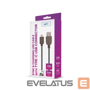 Kaabel Setty Universal USB Cable 3m 2A type-C Black