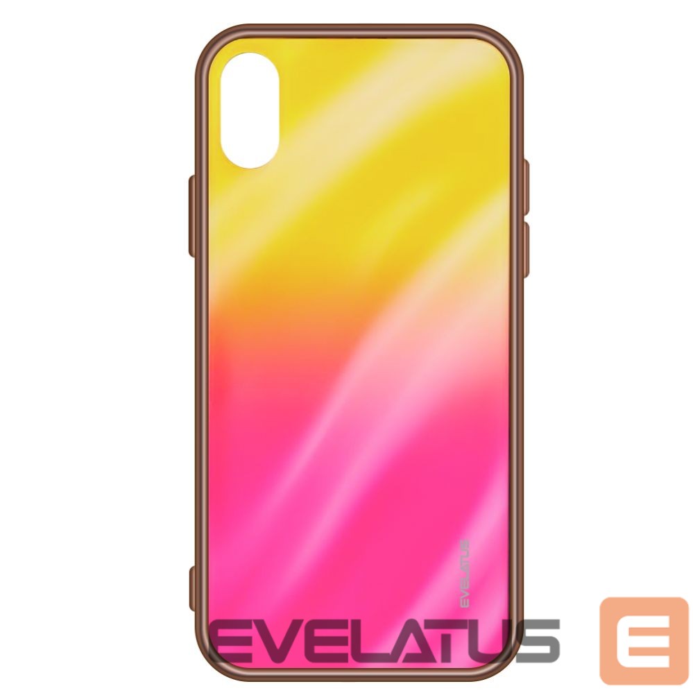 Tagakaaned Evelatus Samsung Galaxy A50 Water Ripple Full Color Electroplating Tempered Glass Gradient Yellow-Pink