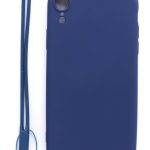Tagakaaned Evelatus Apple iPhone XR Soft Touch Silicone Case with Strap Dark Blue