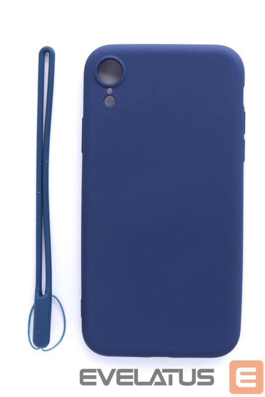 Tagakaaned Evelatus Apple iPhone XR Soft Touch Silicone Case with Strap Dark Blue