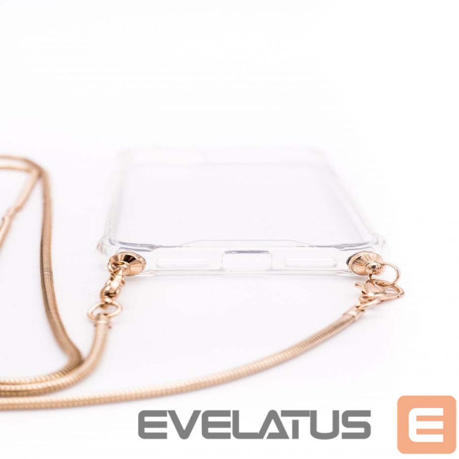 Tagakaaned Evelatus Samsung Galaxy A40 Silicone Transparent with Necklace TPU Strap Gold