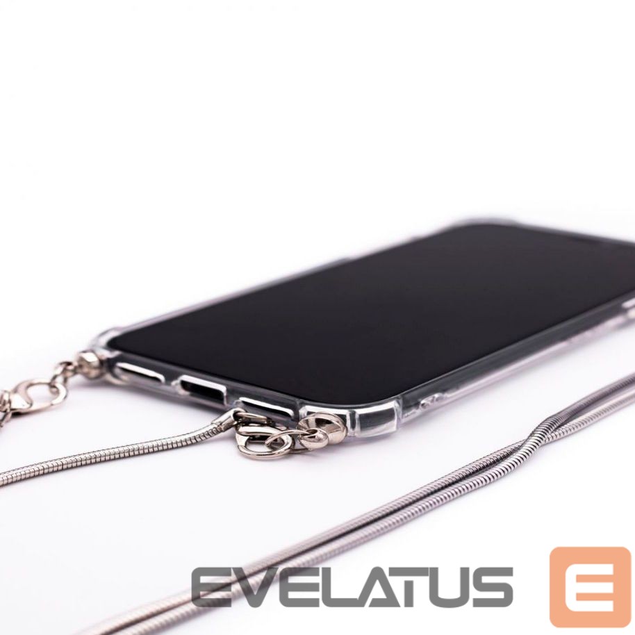 Tagakaaned Evelatus Samsung Galaxy A70 Silicone Transparent with Necklace TPU Strap Silver