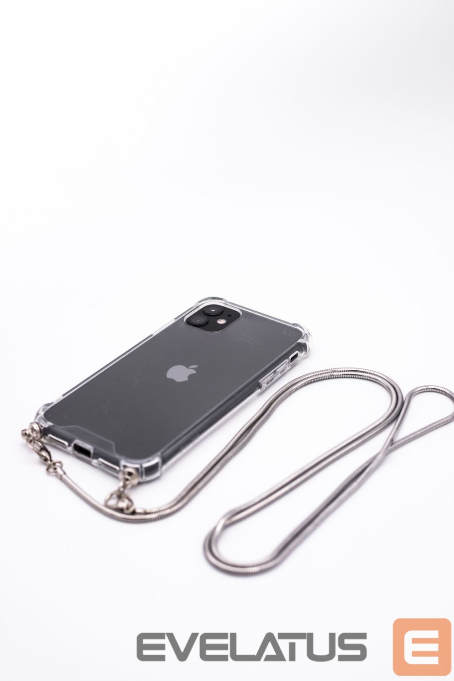Tagakaaned Evelatus Apple iPhone 11 Pro Silicone Transparent with Necklace TPU Strap Silver