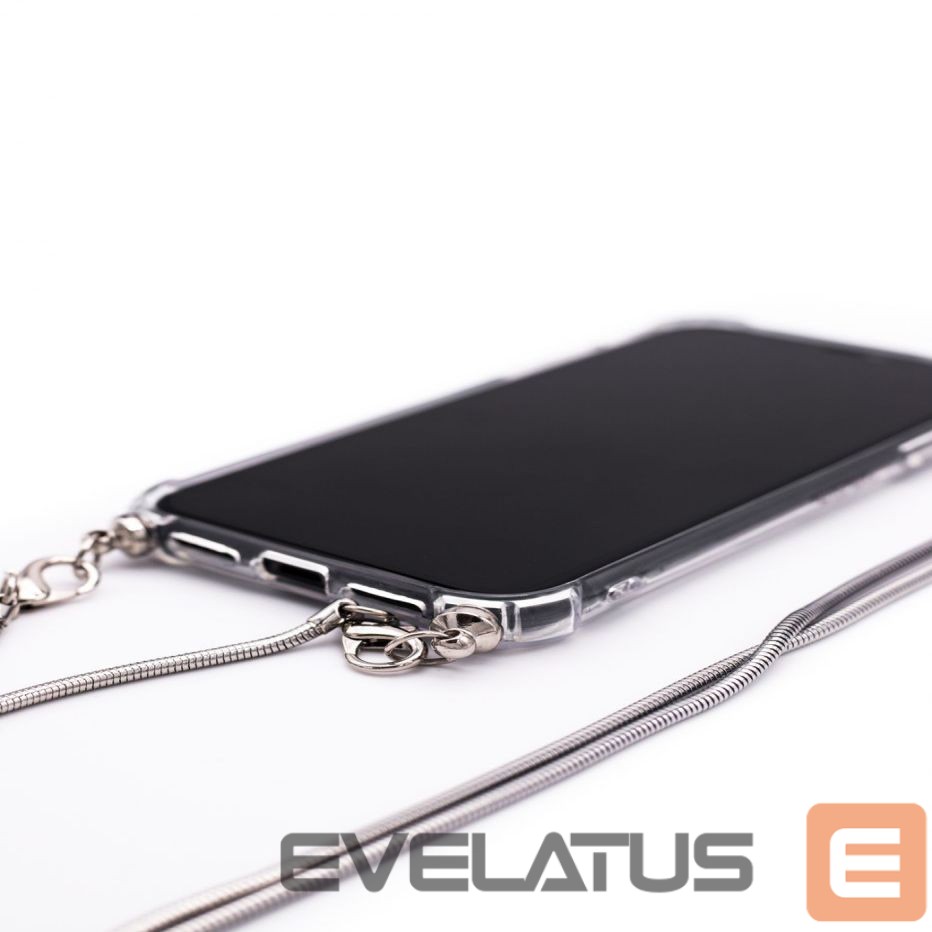 Tagakaaned Evelatus Apple iPhone 11 Pro Silicone Transparent with Necklace TPU Strap Silver