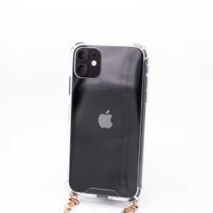 Tagakaaned Evelatus Apple iPhone 11 Pro Max Silicone Transparent with Necklace TPU Strap Gold