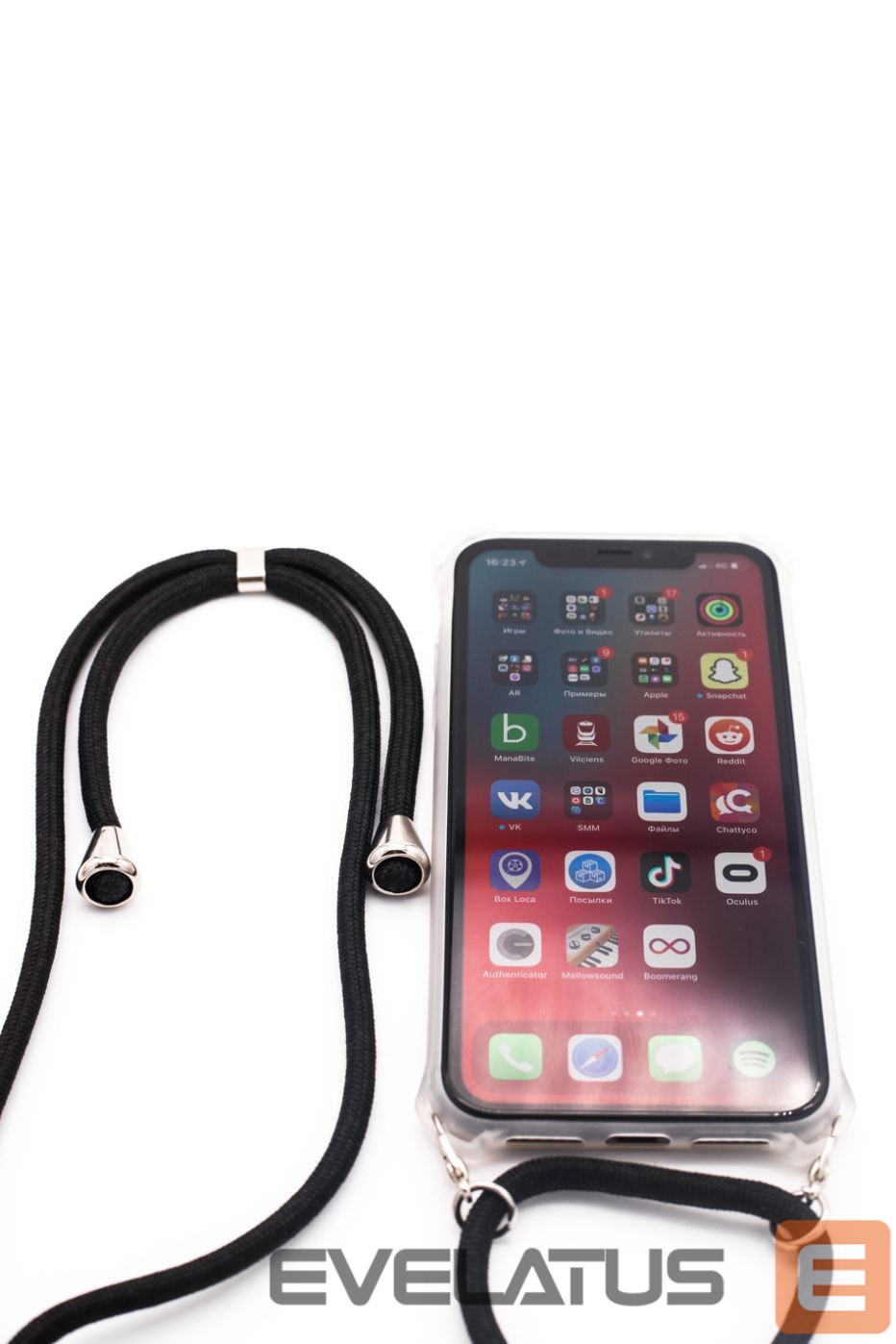 Tagakaaned Evelatus Apple iPhone 11 Pro Silicone Transparent with Necklace TPU Strap Transparent