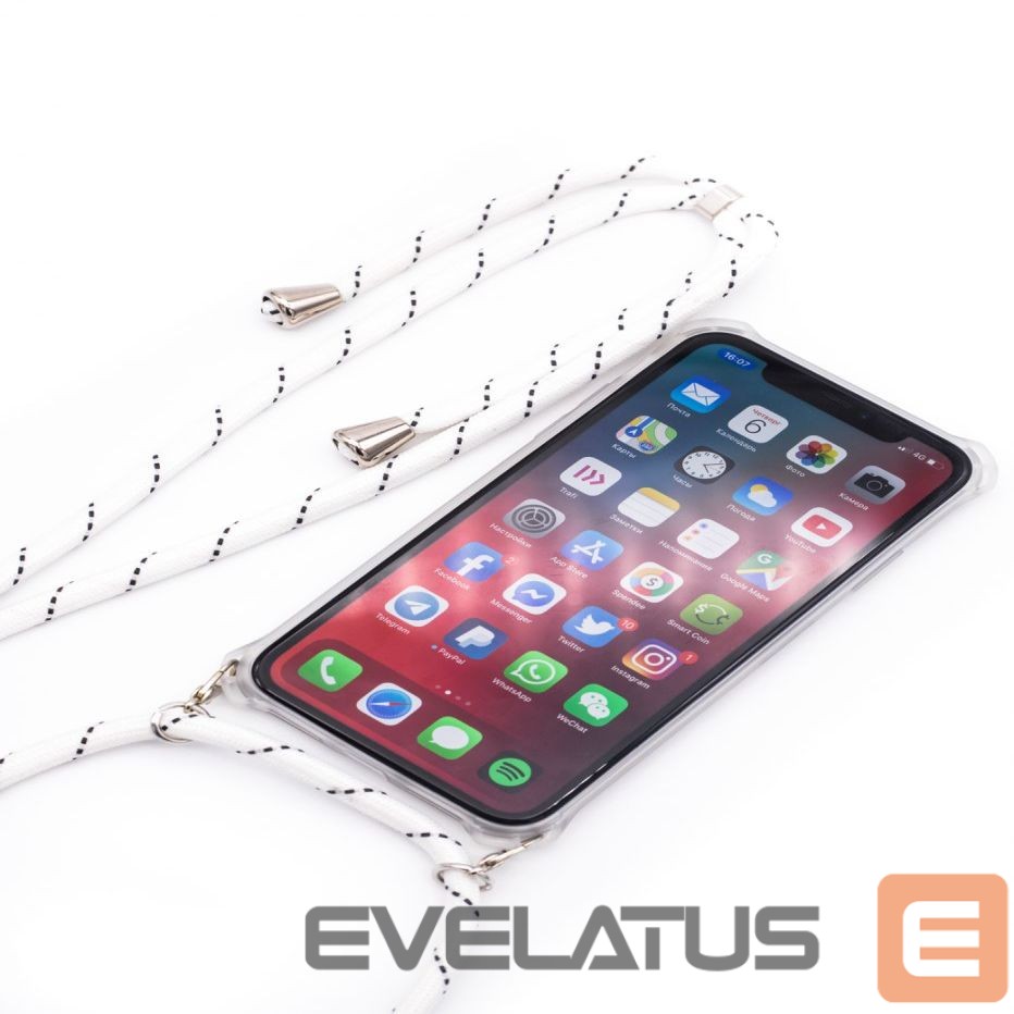 Tagakaaned Evelatus Apple iPhone 11 Pro Silicone Transparent with Necklace TPU Strap Transparent