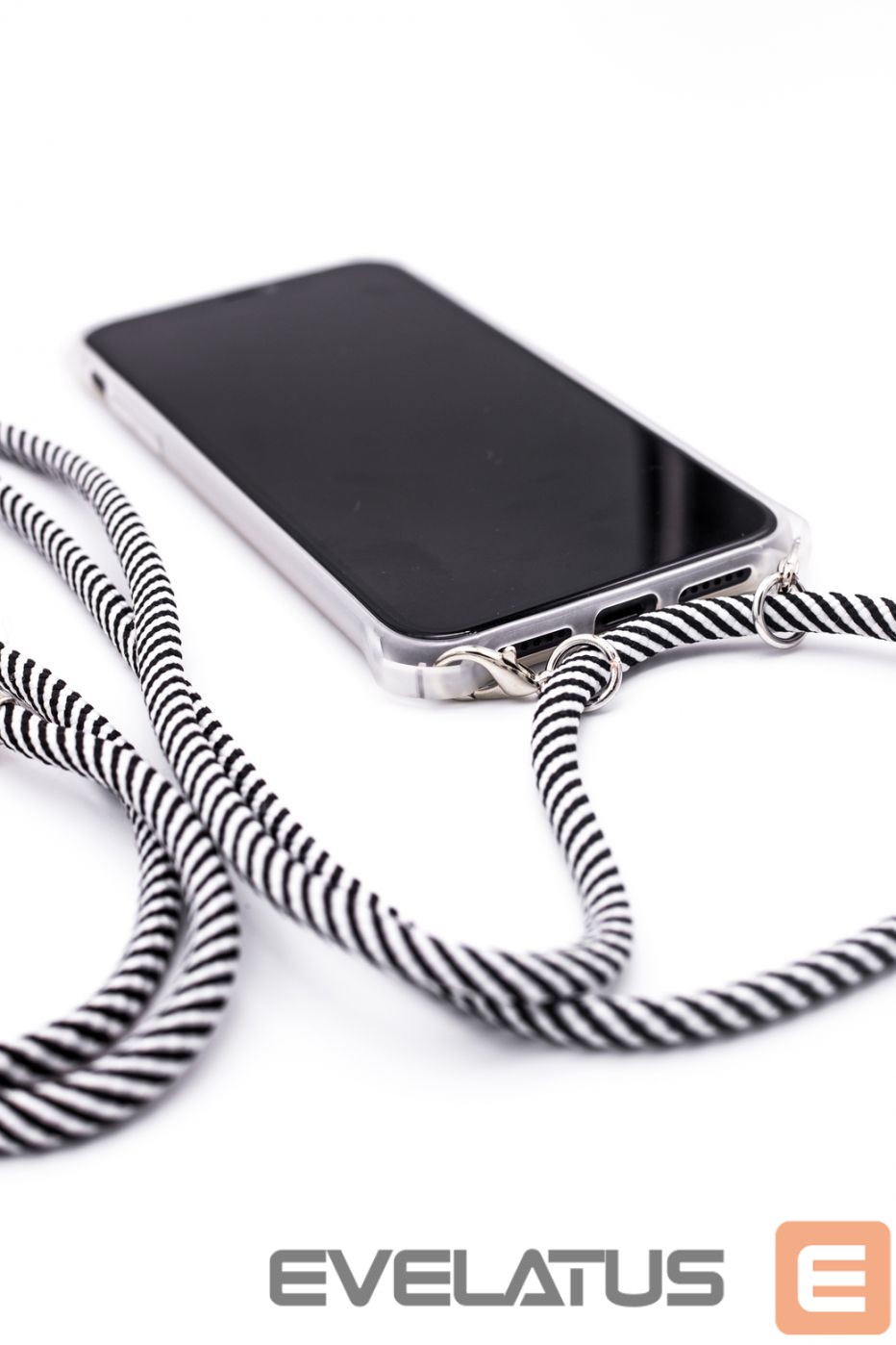Tagakaaned Evelatus Apple iPhone 11 Pro Max Case with rope Black Stripes Transparent
