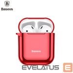 Tagakaaned Baseus  Metallic Shining Ultra-thin Silicone Protector Case with Hook for Airpods 1 / 2 Red