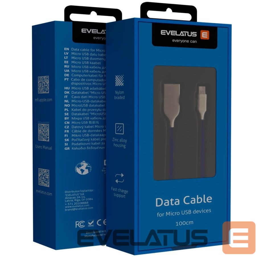 Kaabel Evelatus - MicroUSB cable EDC04 Blue
