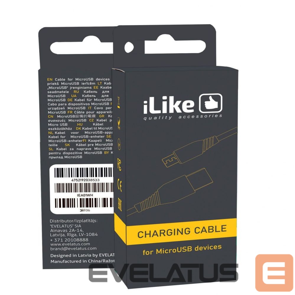 Kaabel iLike - iLike Charging Cable for MicroUSB ICM01 Black