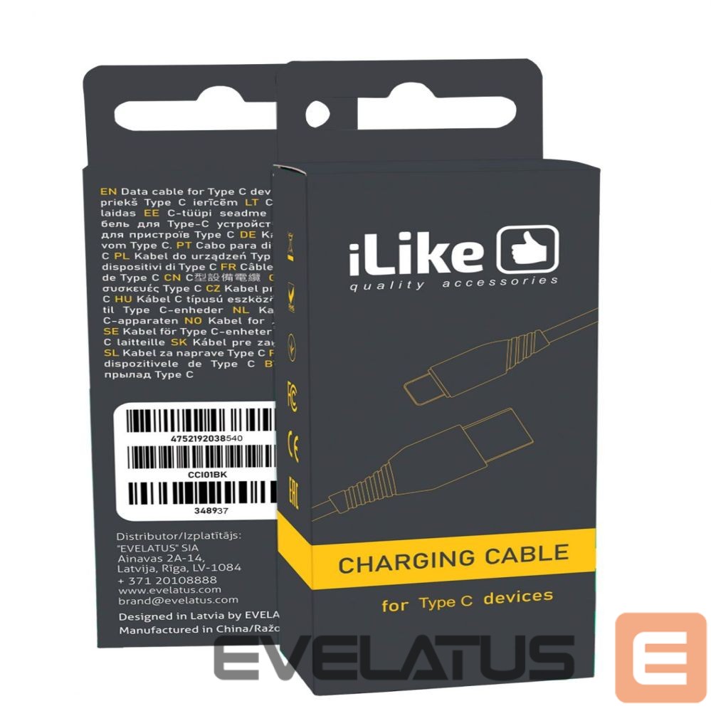 Kaabel iLike - iLike Charging Cable for Type-C ICT01 White