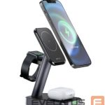 Dokkimisjaamad Acefast  E3 desktop three-in-one wireless charging stand Black