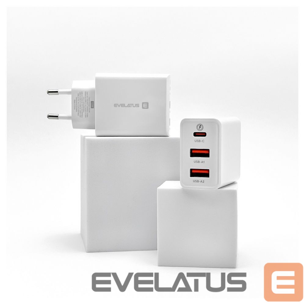 Adaptrid Evelatus Evelatus Travel Charger EU Wall 3 Ports 32W USB-C / USB-A2 ETC06 White