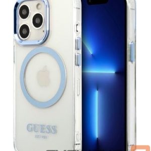 Tagakaaned Guess Apple iPhone 13 Pro Max 6.7 hard case Metal Outline Magsafe Transparent Blue