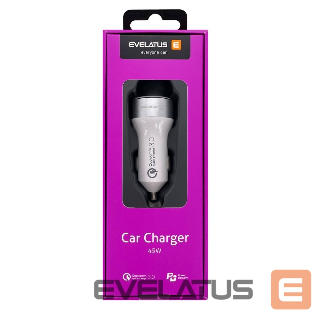 Autolaadijad Evelatus - Evelatus Quick Car Charger QCC03, QCC03WH White
