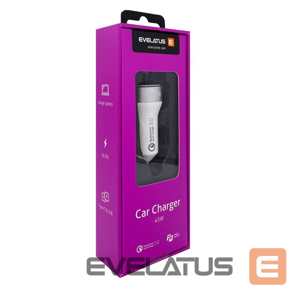 Autolaadijad Evelatus - Evelatus Quick Car Charger QCC03, QCC03WH White