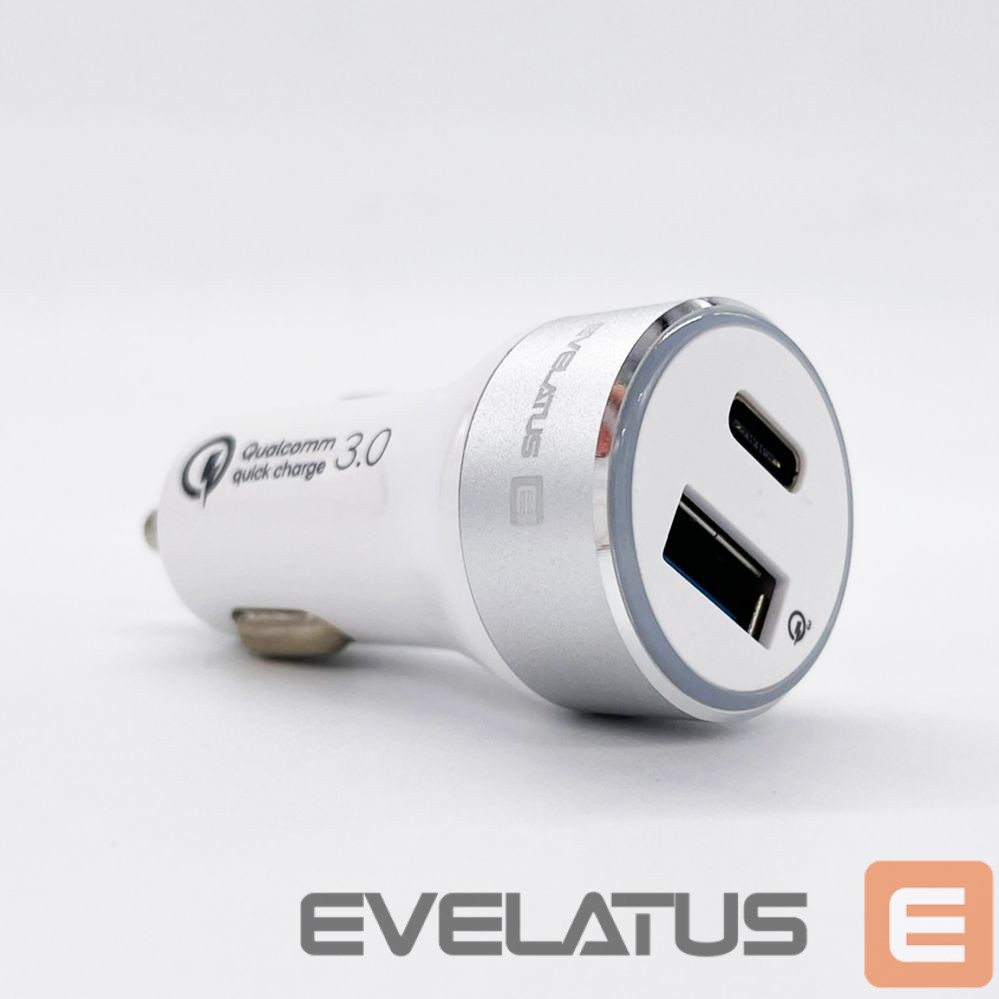 Autolaadijad Evelatus - Evelatus Quick Car Charger QCC03, QCC03WH White