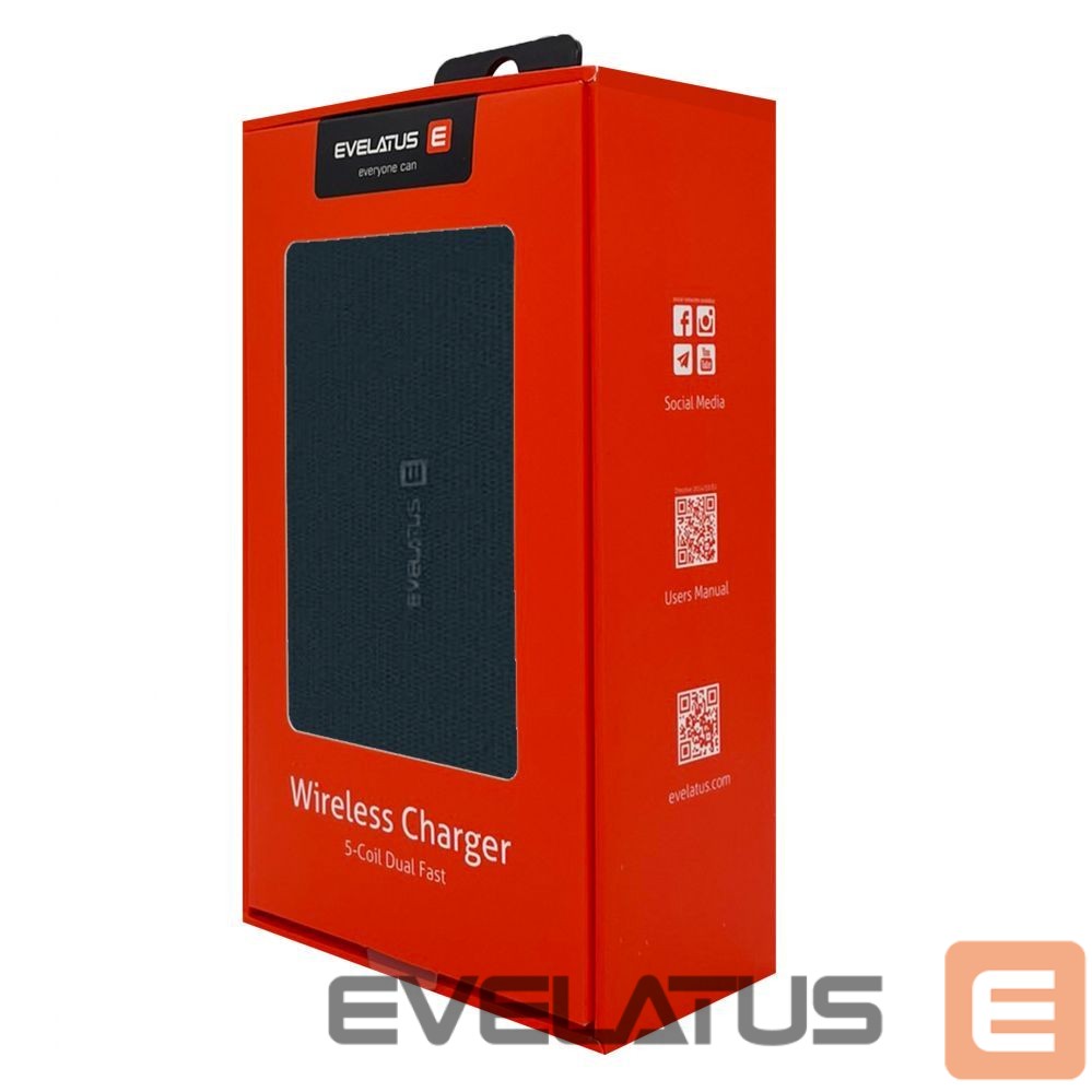 Juhtmeta laadija Evelatus Evelatus 5-Coil Wireless Charger EWC05 Black