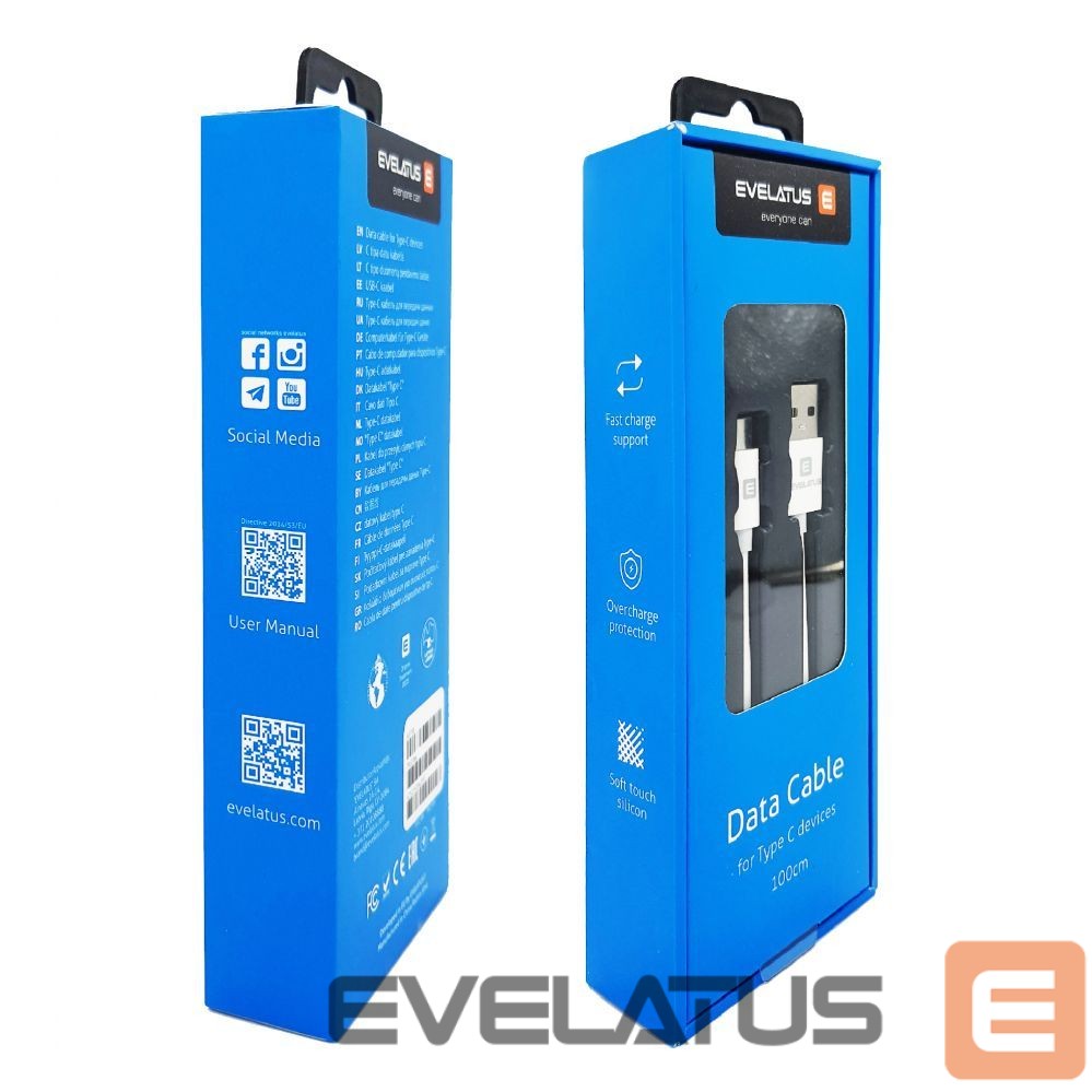 Kaabel Evelatus - Evelatus Data Cable for Type-C devices,TPC07 White