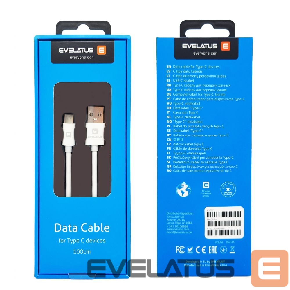 Kaabel Evelatus - Evelatus Data Cable for Type-C devices,TPC07 White