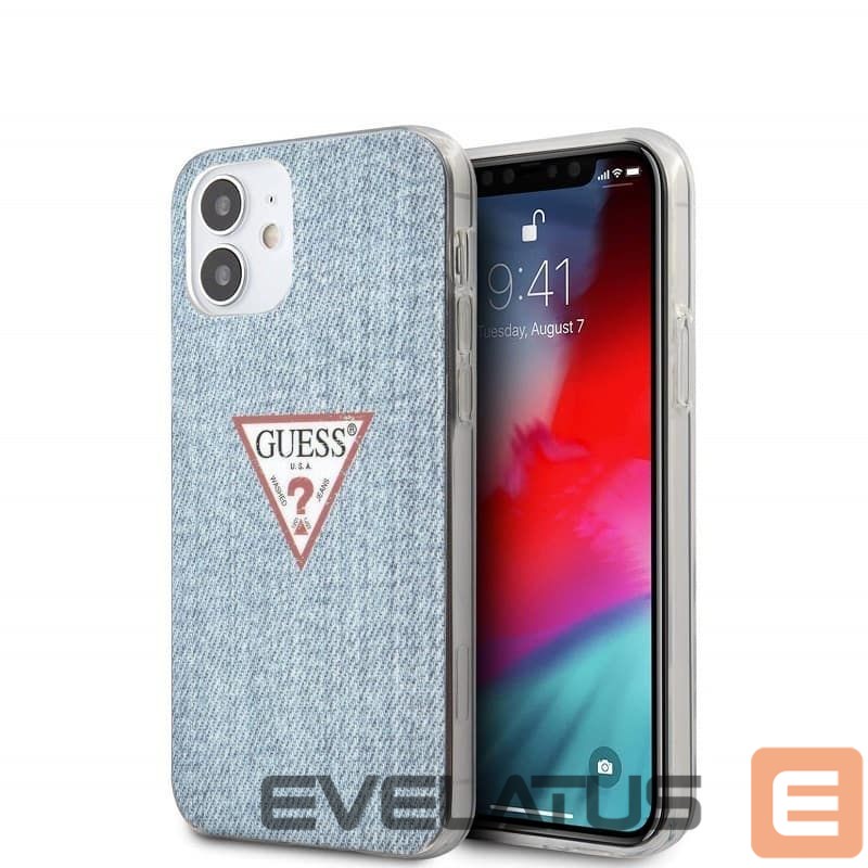 Tagakaaned Guess Apple iPhone 12 mini 5.4'' PC/TPU Denim Triangle Cover Light Blue