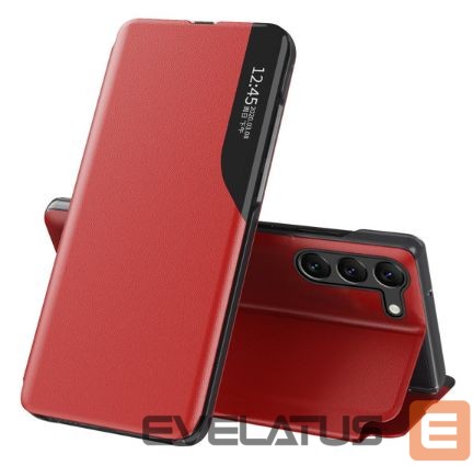 Kaaned - kaaned Eco Samsung Galaxy S23+ with a flip stand Leather View Case Red