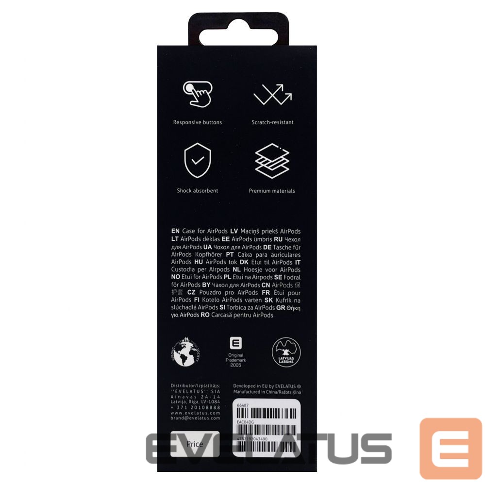 Korpus kõrvaklappidele Evelatus Apple Airpods Case EAC04 Dark Gray