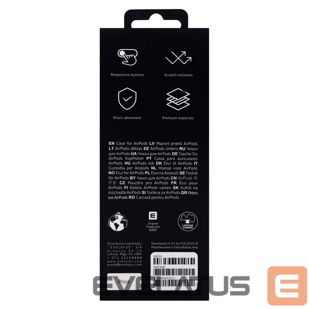 Korpus kõrvaklappidele Evelatus Apple Airpods Case EAC05 Black