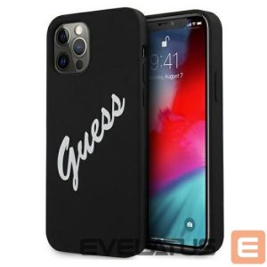 Tagakaaned Guess Apple iPhone 12 Pro Max 6.7'' Vintage White Script Silicone Cover Black