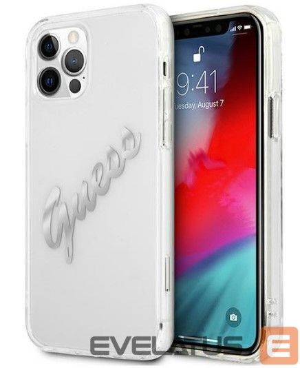 Tagakaaned Guess Apple iPhone 12 Pro Max 6.7 hardcase Vintage Script Silver Transparent