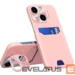 Tagakaaned iLike Apple iPhone 14 Leather Stand Case cover card wallet with stand Pink